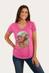 Country Girls Womens V Neck T-Shirt - Candy