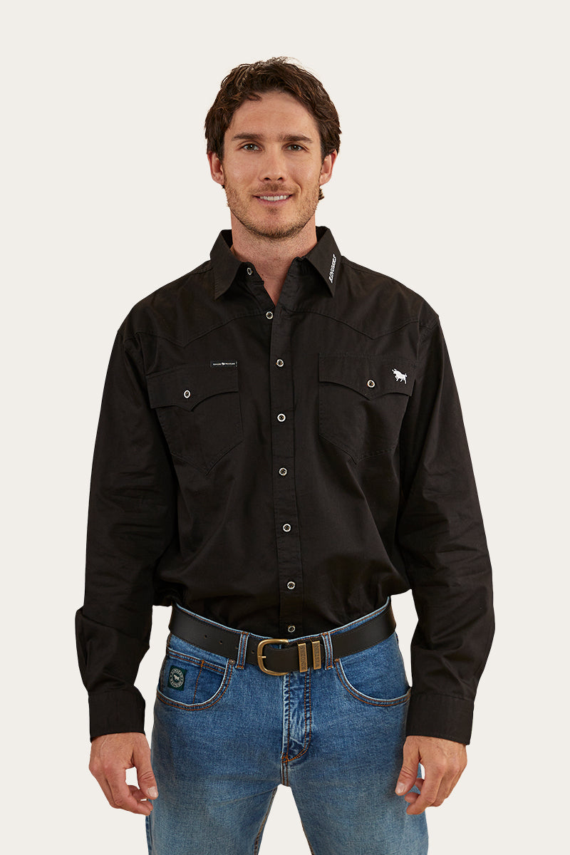 Holstein Mens Full Button Work Shirt - Black