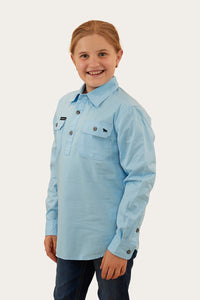 Ord River Kids Half Button Work Shirt - Sky Blue