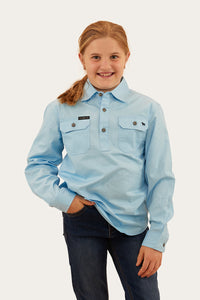 Ord River Kids Half Button Work Shirt - Sky Blue