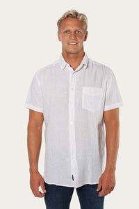 Dawson Mens Relaxed Linen Dress Shirt - White