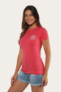 Signature Bull Womens Classic Fit T-Shirt - Camelia Rose/White