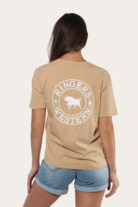 Signature Bull Womens Loose Fit T-Shirt - Latte/White