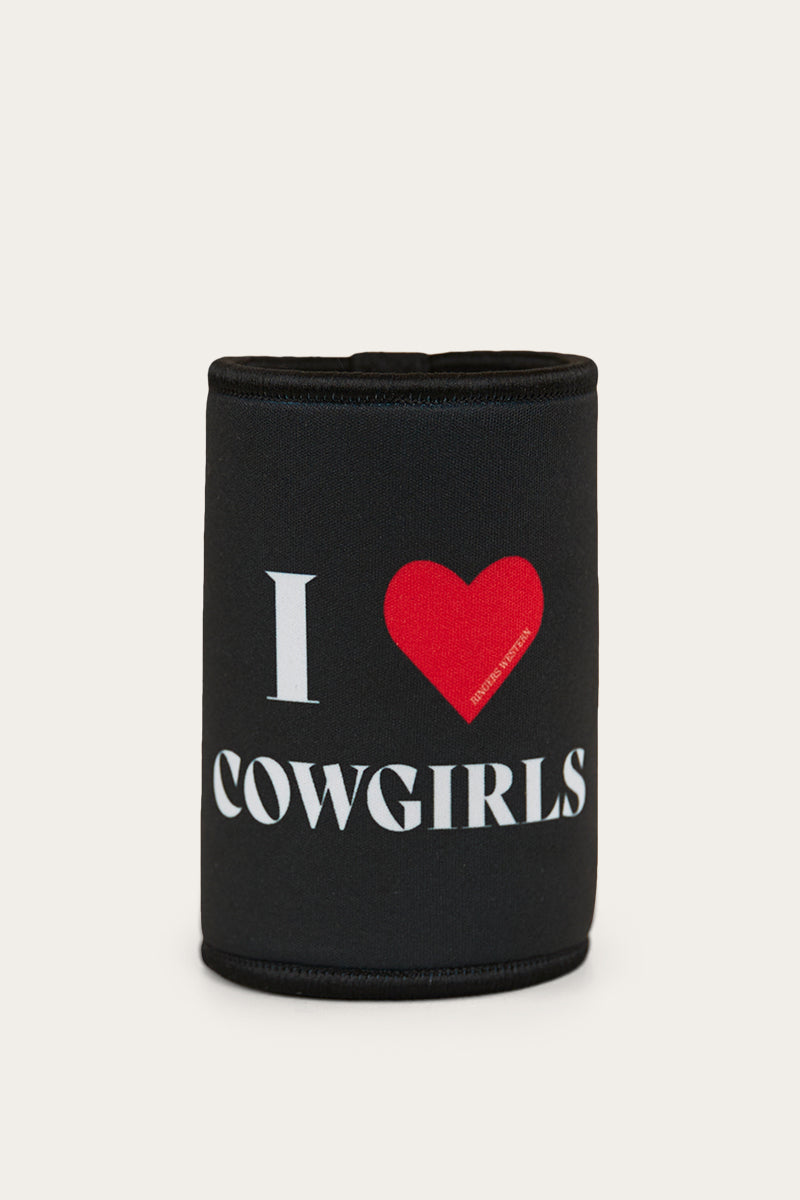 I Heart Cowgirls Stubby Cooler - Black