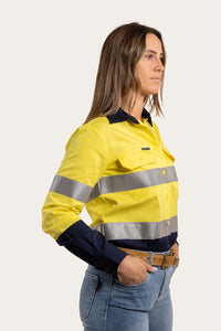 Bindara Womens Full Button High Vis Work Shirt - Neon Yellow