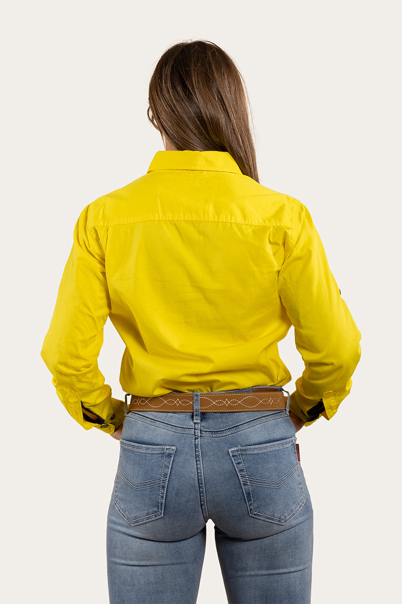 Pentecost River Womens Half Button Work Shirt - Neon Yellow