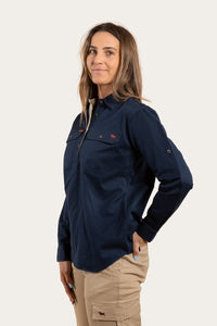 Wyndham Womens Half Button Work Shirt - Dark Navy