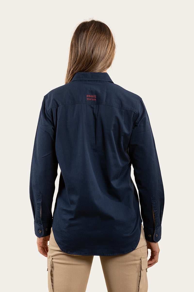 Wyndham Womens Half Button Work Shirt - Dark Navy