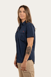 Ashburton Womens Ripstop Full Button Work Shirt - Dark Navy