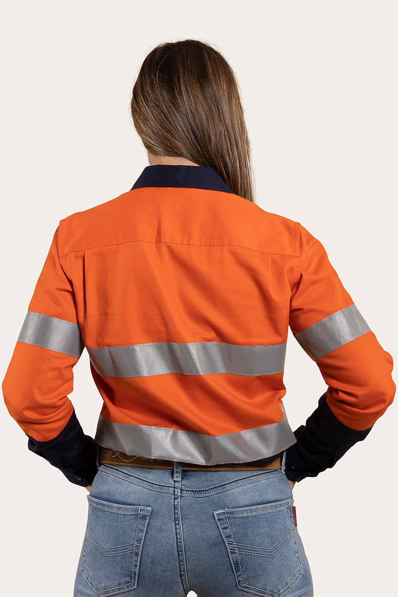 Bindara Womens Full Button High Vis Work Shirt - Neon Orange