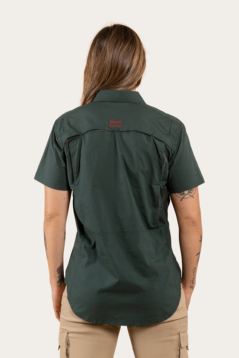 Ashburton Womens Ripstop Full Button Work Shirt - Forest Green