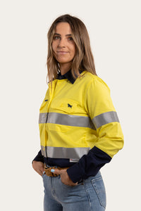 Bindara Womens Full Button High Vis Work Shirt - Neon Yellow