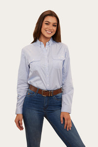 Hope Womens Stripe Dress Shirt - White/Blue
