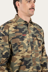 Pilbara Mens Ripstop Full Button Work Shirt - Camo