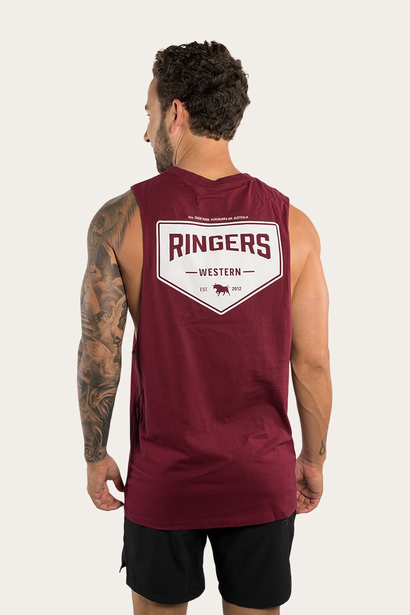 Squadron Mens Muscle Tank - Burgundy