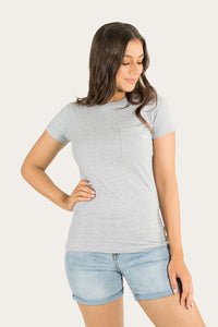Kimberley Womens Classic Fit Pocket T-Shirt - Grey Marle