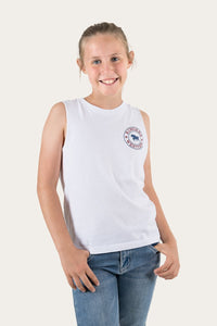 Signature Bull Kids Muscle Tank - White with Multi Print