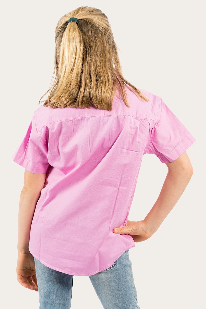 Ord River Kids Half Button Short Sleeve Workshirt - Pastel Pink