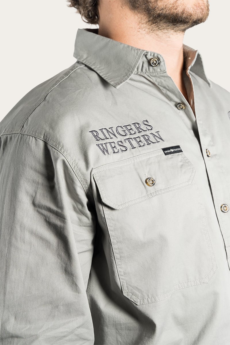 Hawkeye Mens Full Button Work Shirt - Ultimate Grey/Magnum