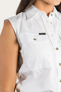Signature Jillaroo Womens Sleeveless Work Shirt - White/White