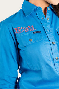 Signature Jillaroo Womens Full Button Work Shirt - French Blue/Camelia Rose