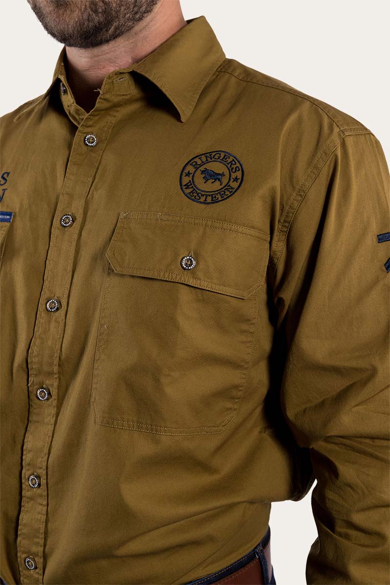 Hawkeye Mens Full Button Work Shirt - Plantation/Navy