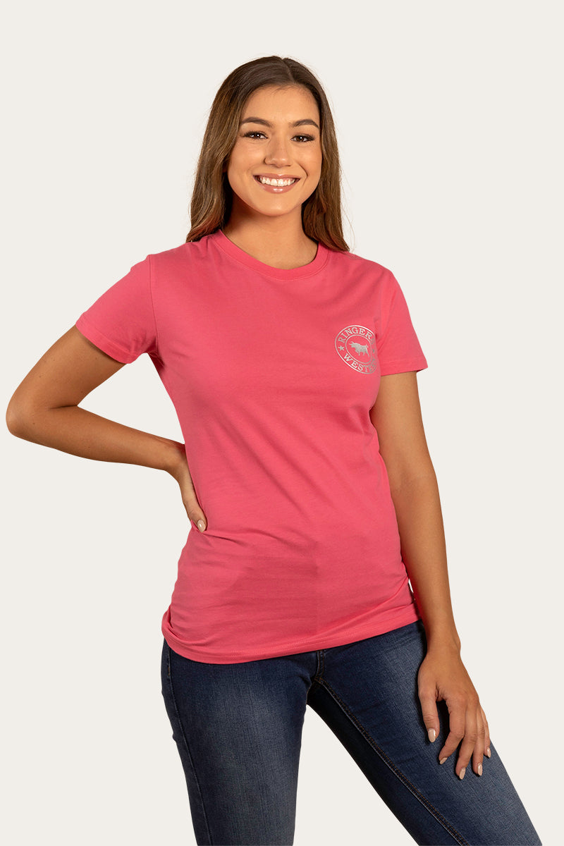 Signature Bull Womens Classic Fit T-Shirt - Melon/Silver