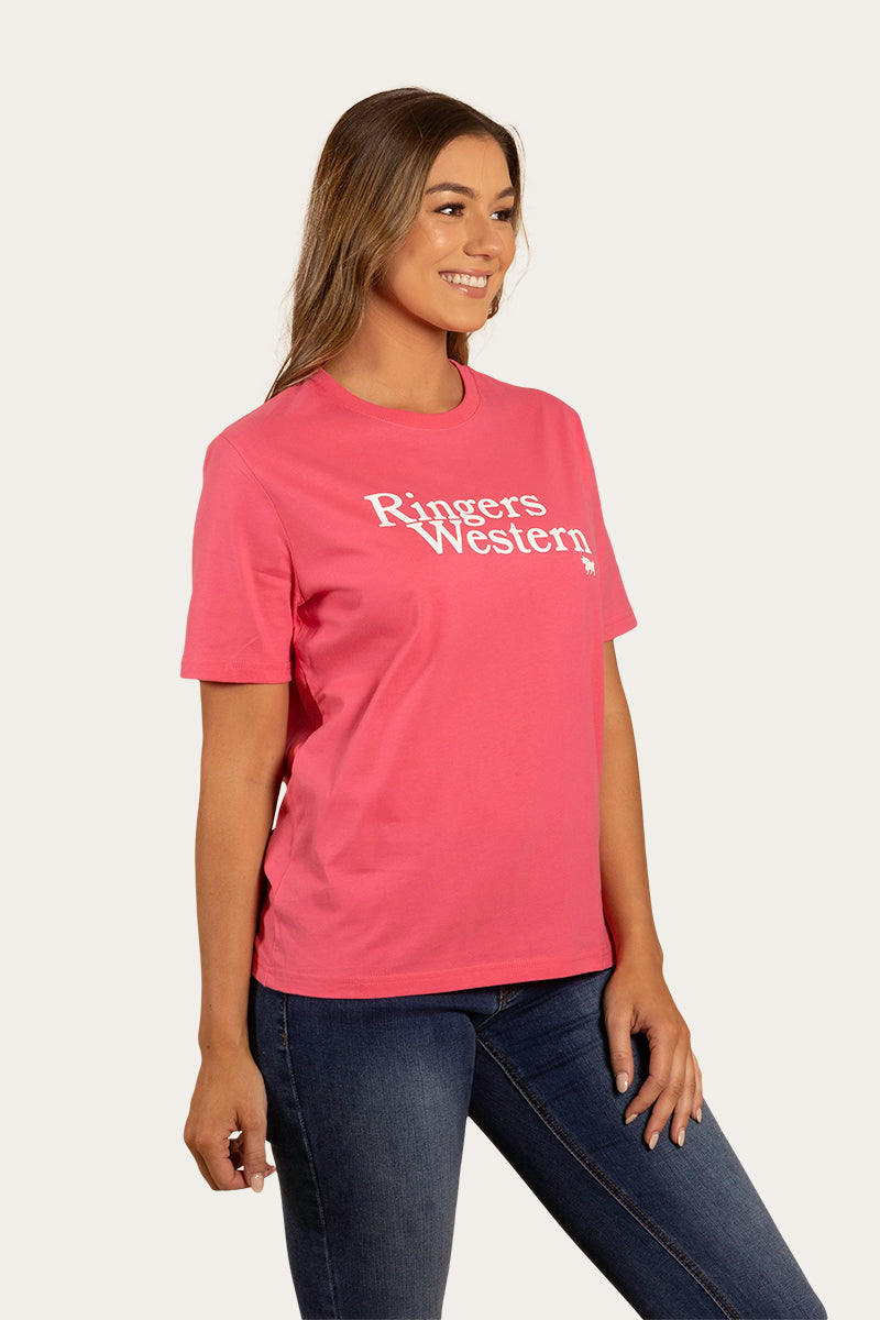 Monash Womens Loose Fit T-Shirt - Melon/White