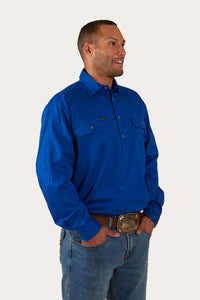 King River Half Button Work Shirt - Royal Blue