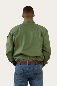 King River Mens Half Button Work Shirt - Cactus Green