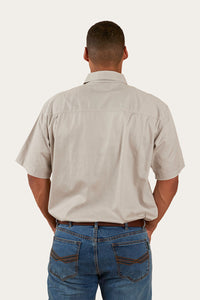 Pack Saddle Mens Short Sleeve Half Button Work Shirt - Beige