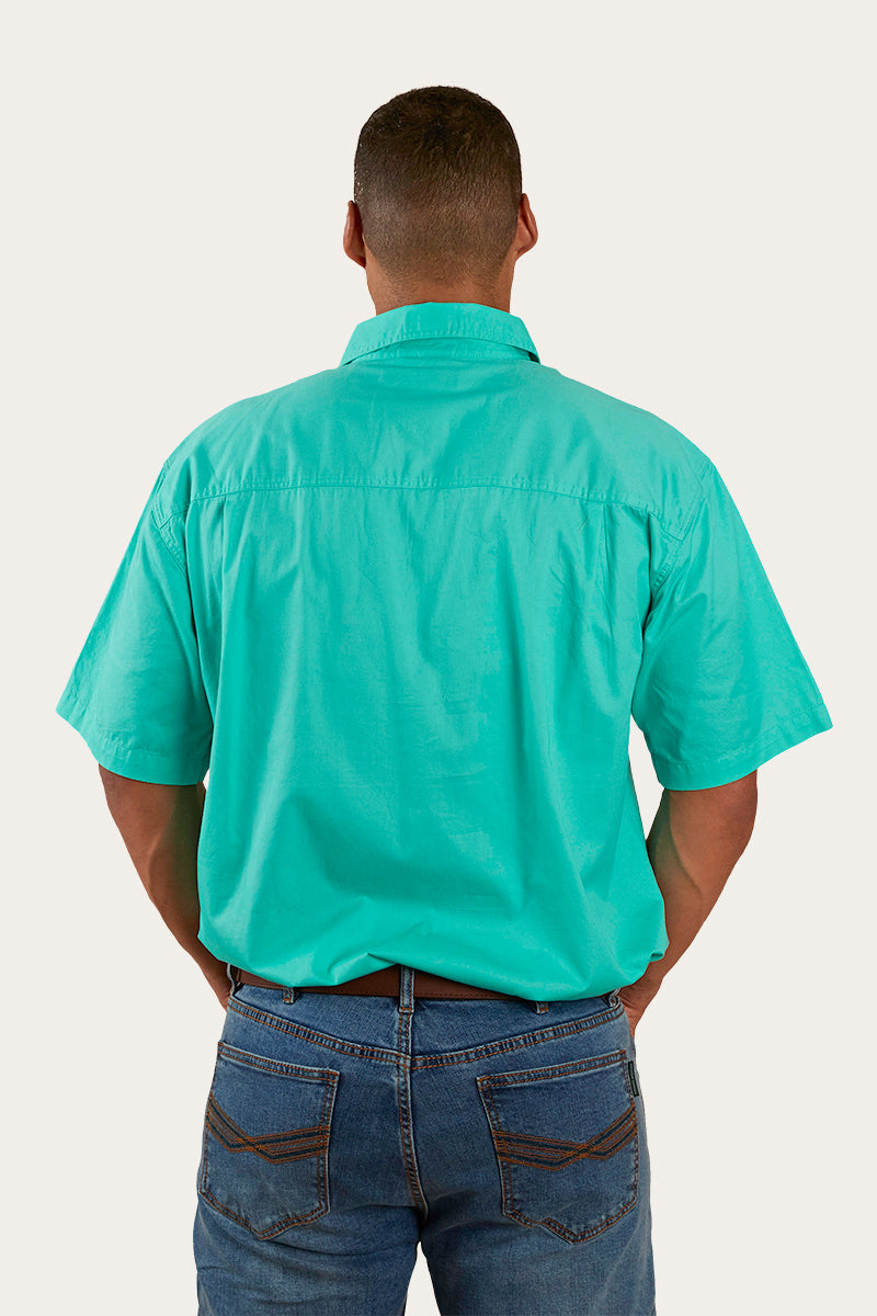 Pack Saddle Mens Short Sleeve Half Button Work Shirt - Mint