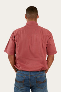 Pack Saddle Mens Short Sleeve Half Button Work Shirt - Dusty Rose