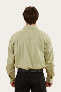 King River Mens Full Button Work Shirt - Pale Olive
