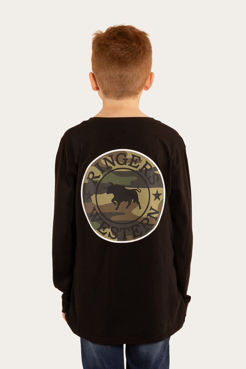 Signature Bull Kids Long Sleeve T-Shirt - Black/Camo