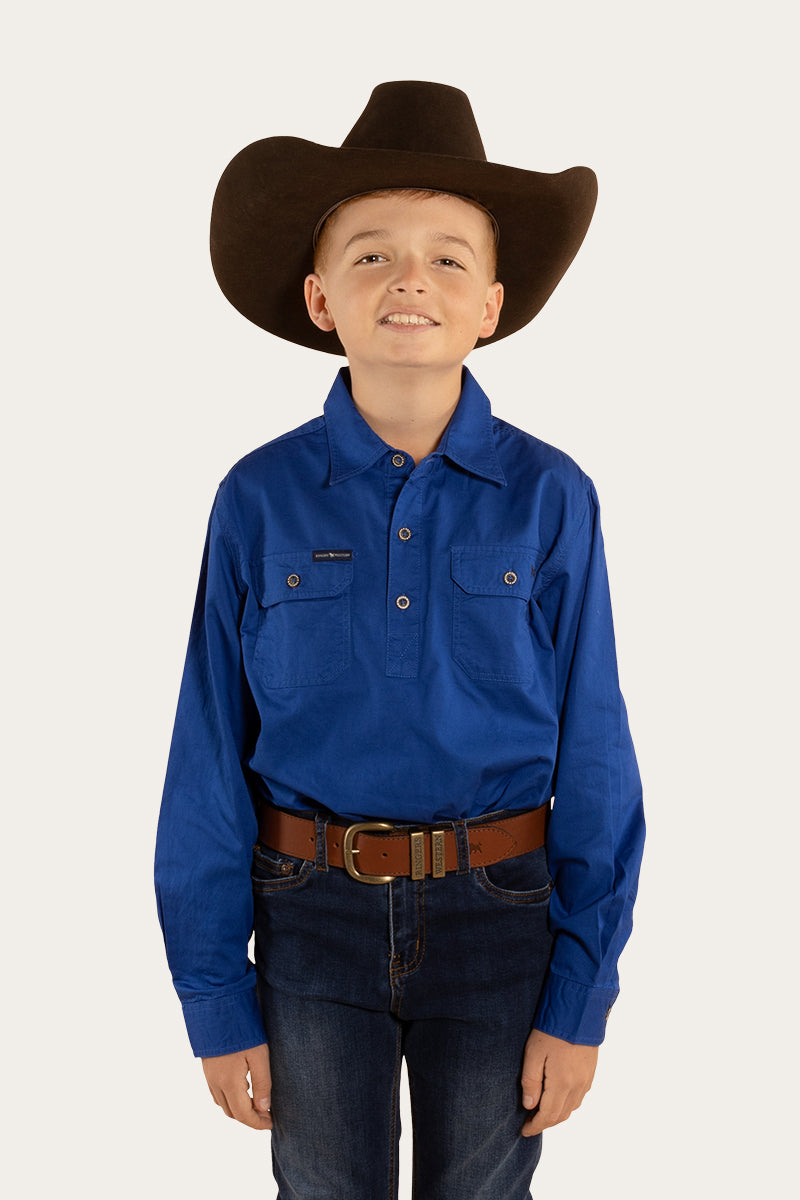 Ord River Kids Half Button Work Shirt - Royal Blue