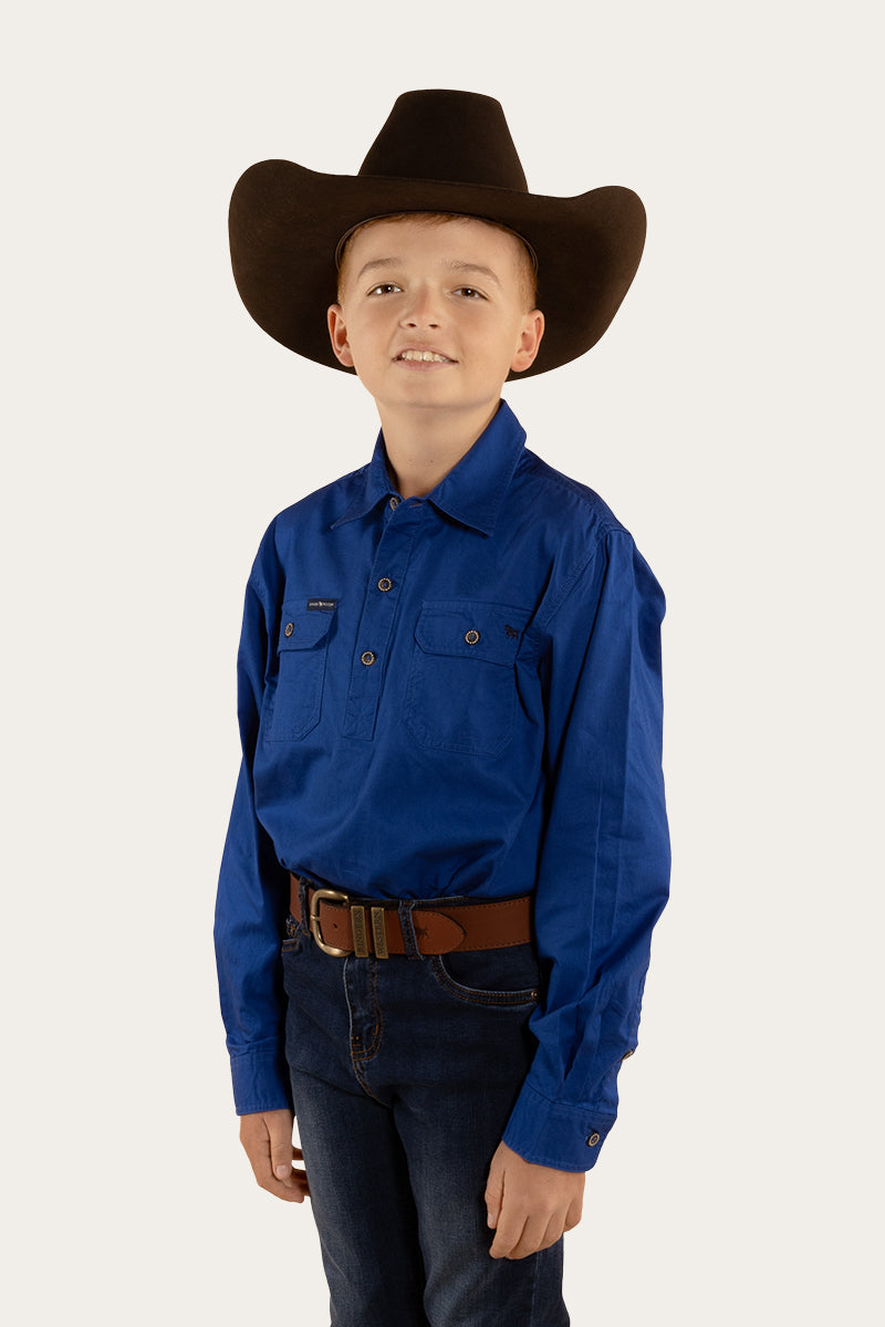 Ord River Kids Half Button Work Shirt - Royal Blue