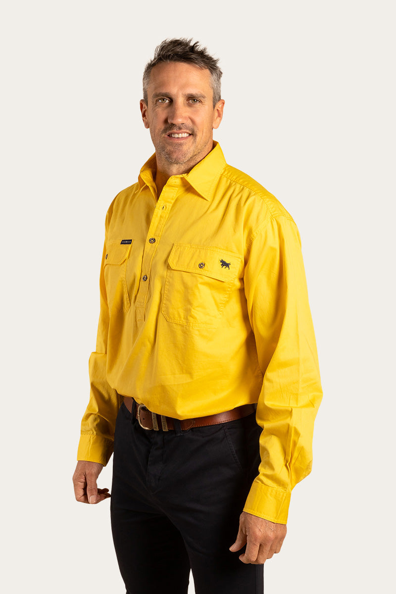 King River Mens Half Button Work Shirt - Lemon