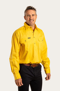 King River Mens Half Button Work Shirt - Lemon