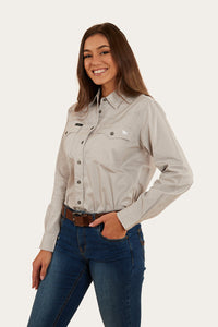 Lambert Womens Full Button Work Shirt - Beige