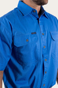 Lake Argyle Mens Short Sleeve Full Button Work Shirt - Blue