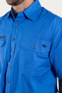 Lake Argyle Mens Short Sleeve Full Button Work Shirt - Blue