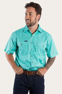Lake Argyle Mens Short Sleeve Full Button Work Shirt - Mint