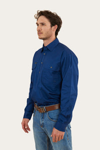 Tempest Mens Half Button Work Shirt - Navy