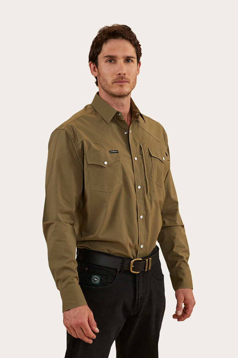 Dillinger Mens Western Shirt - Military Green