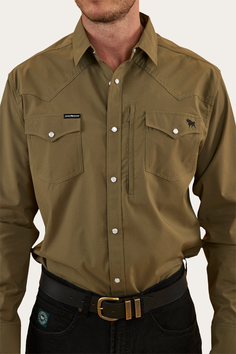 Dillinger Mens Western Shirt - Military Green