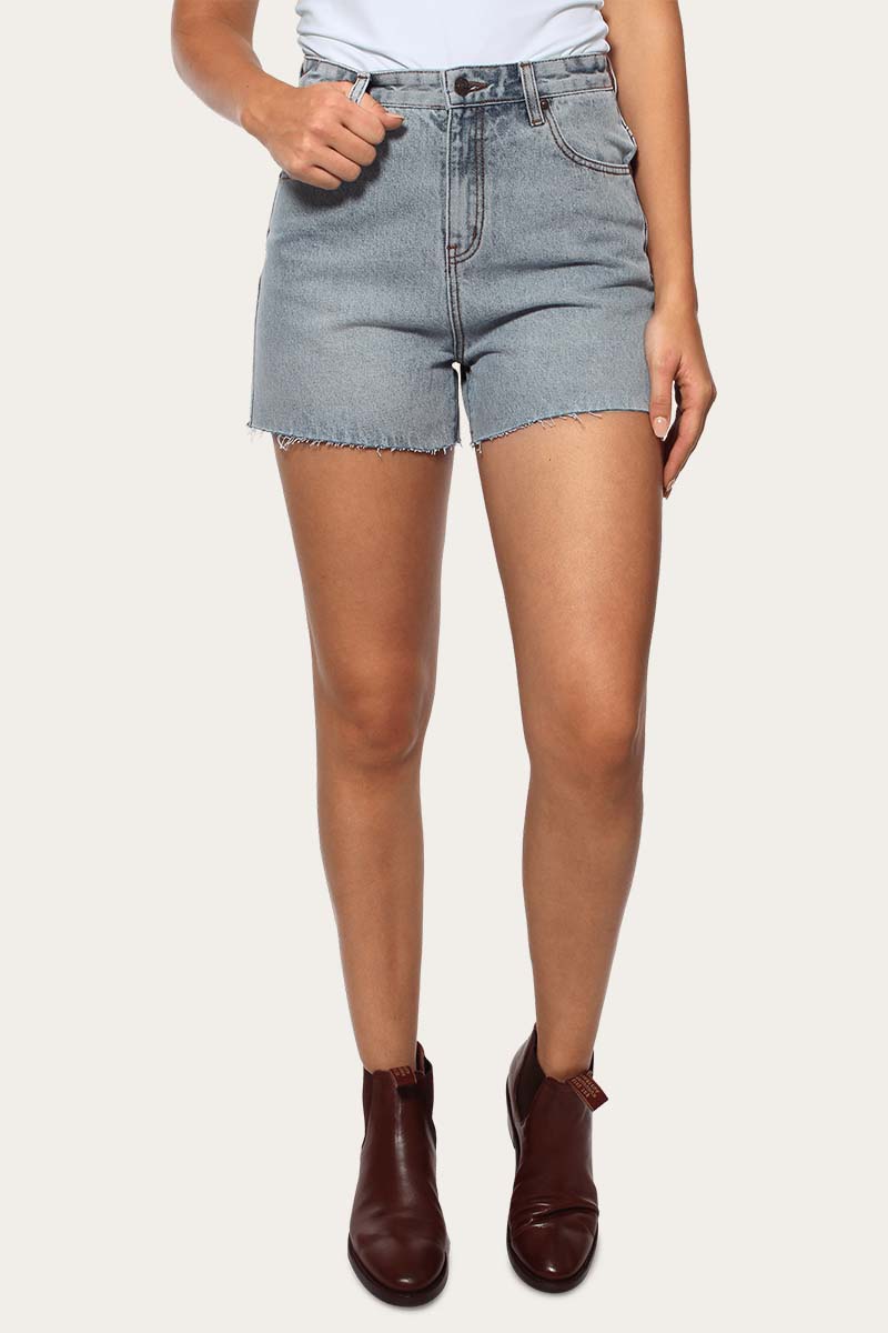 Rosie Womens High Rise Shorts - Faded Blue