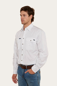King River Mens Full Button Work Shirt - White