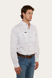 King River Mens Full Button Work Shirt - White