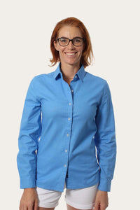 Nelson Womens Stretch Linen Cotton Dress Shirt - True Blue